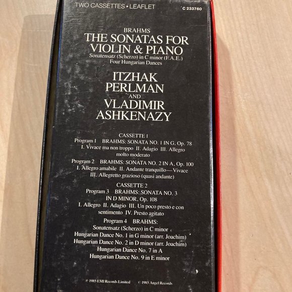 Brahms the Sonatas for Violin & Piano Itzhak Perlman & Vladimir Ashkenazycasette - Picture 2 of 4